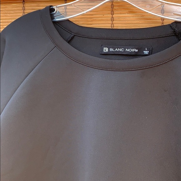 Blanc Noir crewneck black soft sweatshirt crop boxy lounge nylon Lycra spandex - Picture 3 of 10